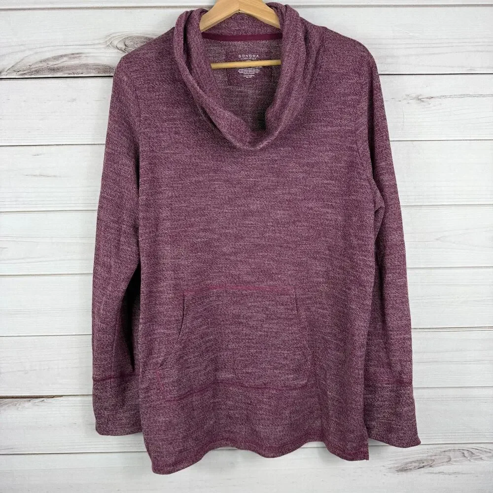 Sonoma Cowl‎ Neck Pullover Purple Size XL Pockets Womens